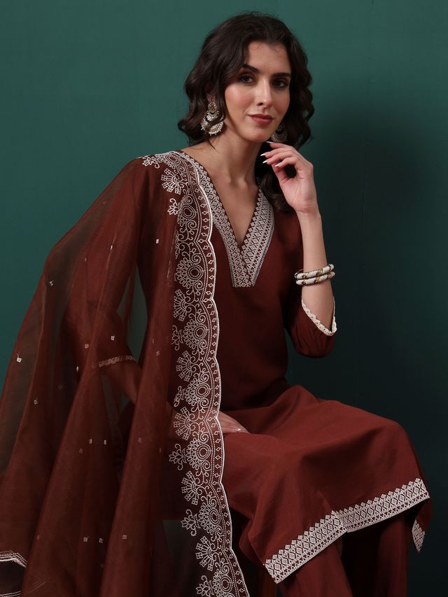 Coffee Color Beautiful Ethnic Suit For Classy Trendy Girl