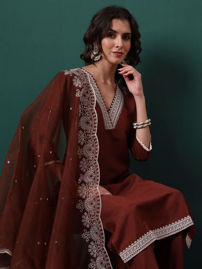 Coffee Color Beautiful Ethnic Suit For Classy Trendy Girl