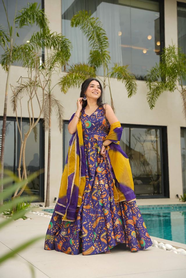 Festive gown collection with dupatta  Purple