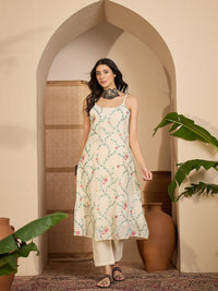 Beige Color Graceful Khadi Silk Fabric Designer Embroidery Work Top Bottom Set 4177