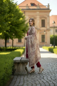 Women's Beautiful Rayon Slub Fabric Embroidery Work Straight Kurta Pant and Dupatta Set