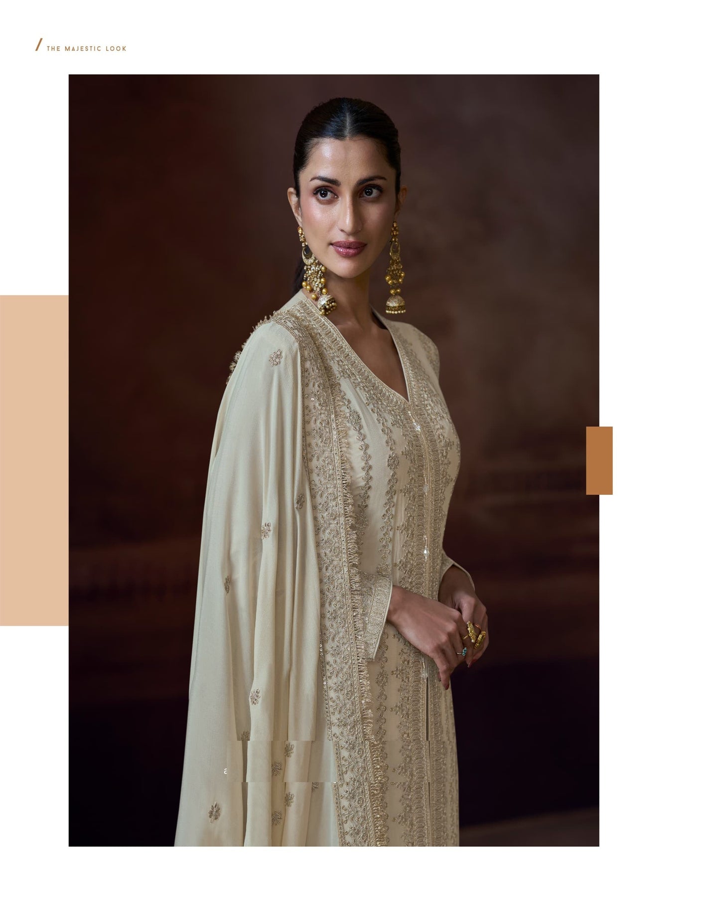 Ivory Chinon Silk Free Size Upto 44 Full stitched Suits