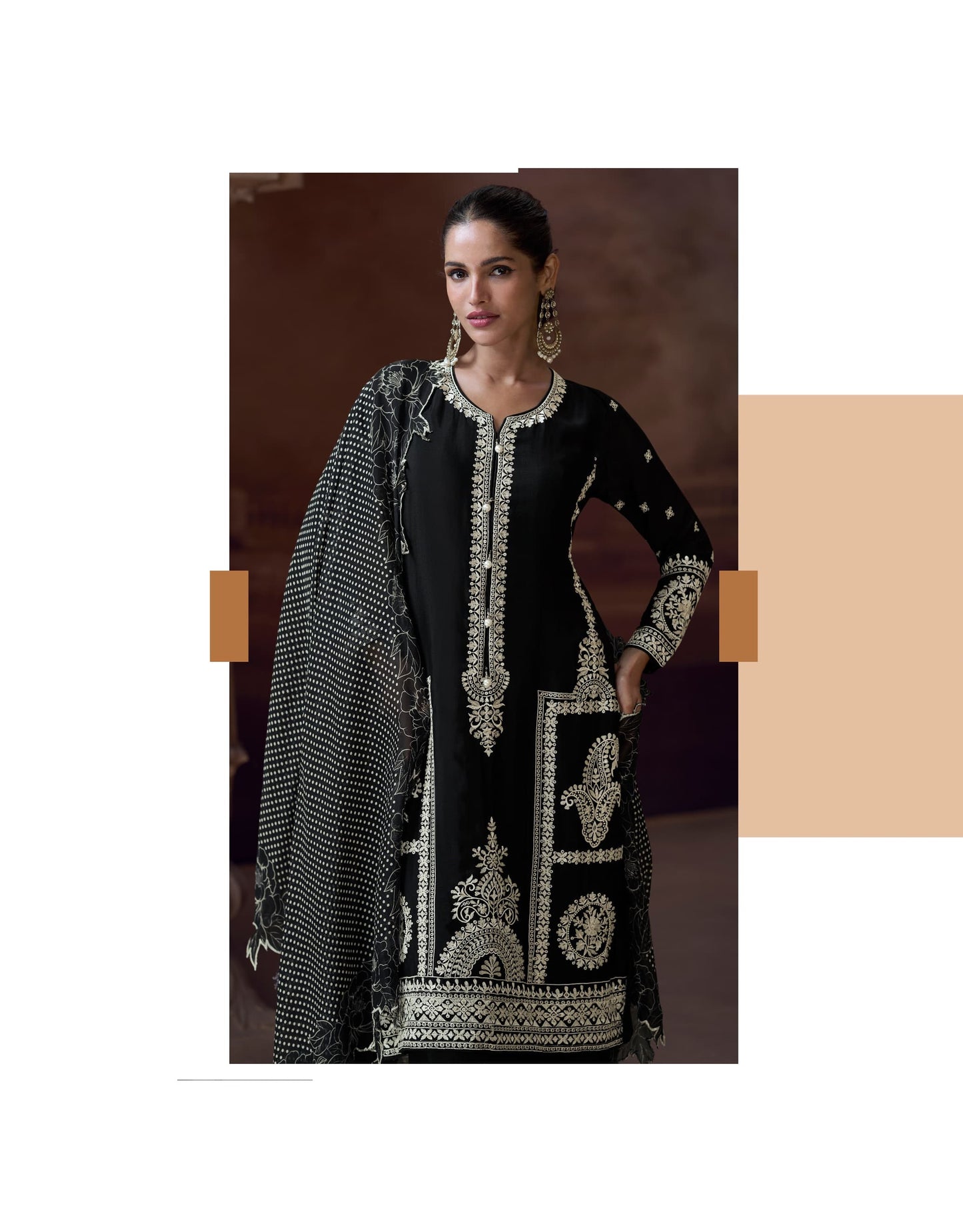Chinon Silk Free Size Upto 44 Full stitched Suits Alam5781