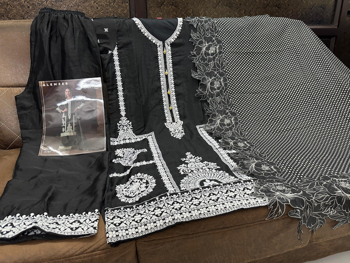 Chinon Silk Free Size Upto 44 Full stitched Suits Alam5781