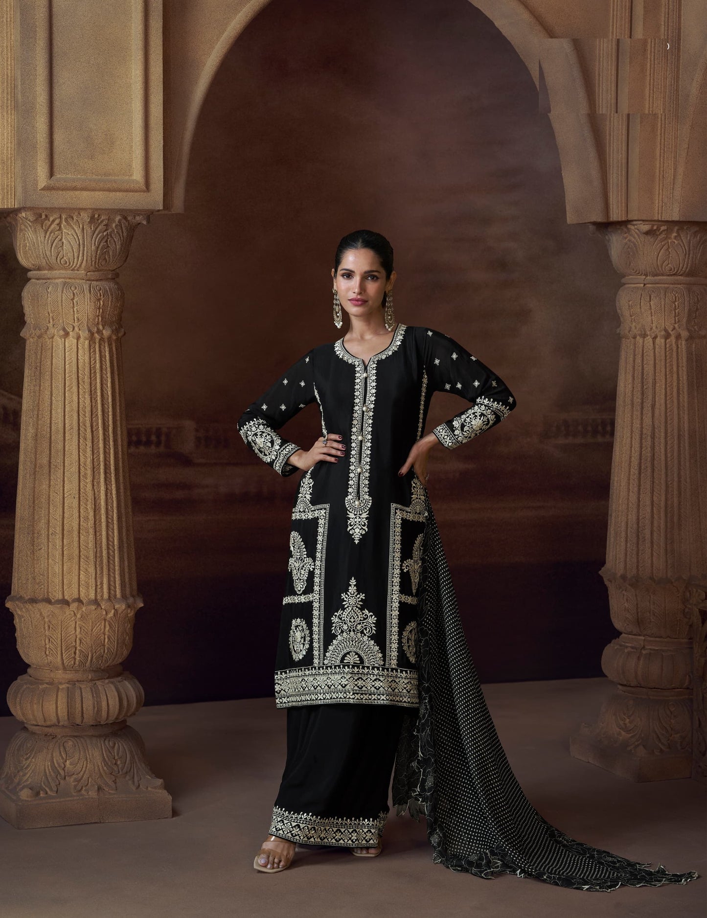 Chinon Silk Free Size Upto 44 Full stitched Suits Alam5781