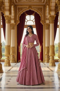 Turquoise Designer Lehenga with Dupatta – Indian Ethnic Wear HKV-003520 METALIC PINK