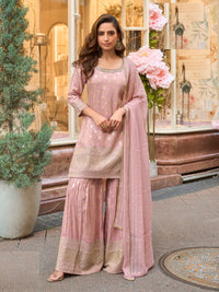 Shimmer Silk Full Stitched Sharara Suits