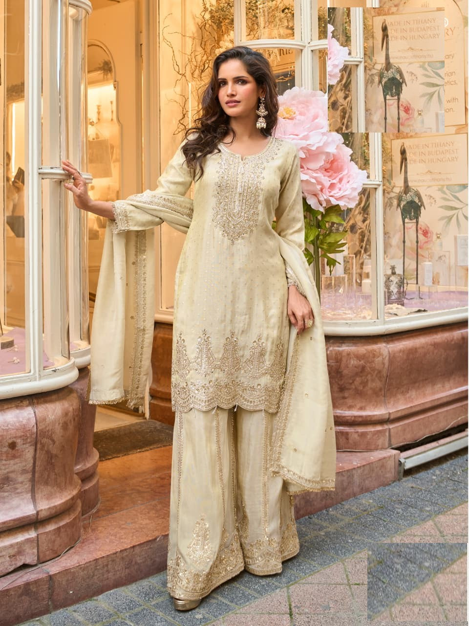 Shimmer Silk Full Stitched Sharara Suits
