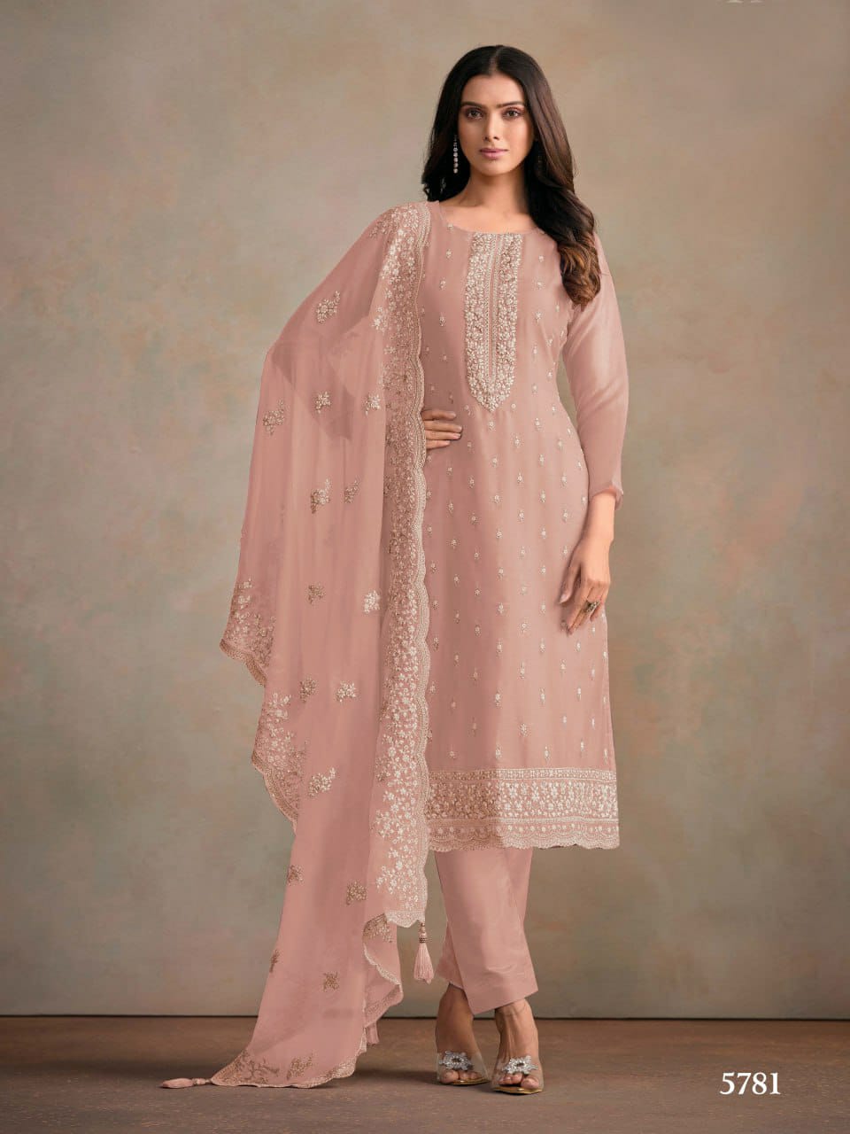 Organza Silk Semi Stitched Wedding Suits