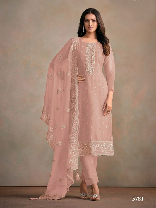 Organza Silk Semi Stitched Wedding Suits