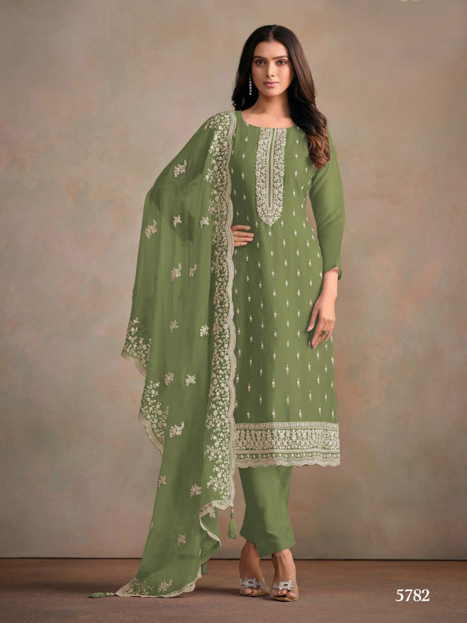 Organza Silk Semi Stitched Wedding Suits