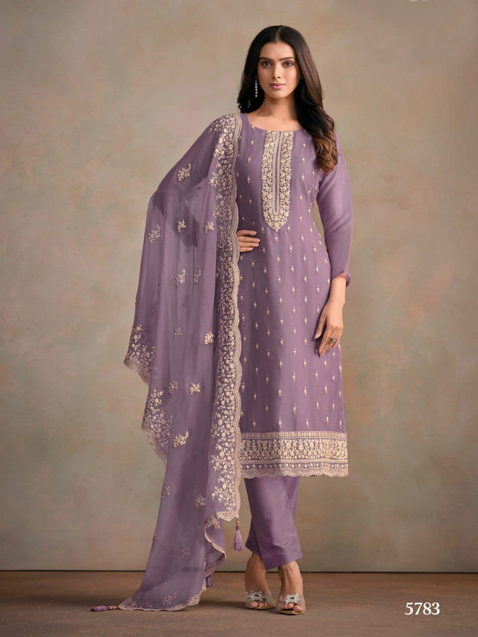 Organza Silk Semi Stitched Wedding Suits