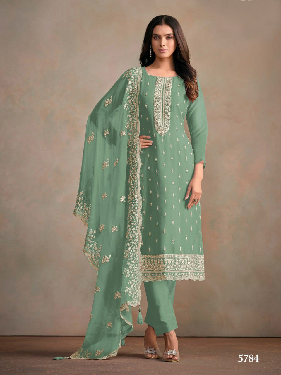 Organza Silk Semi Stitched Wedding Suits
