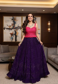 Party Wear Lehenga Choli with Embroidery HKV-003280 PURPLE