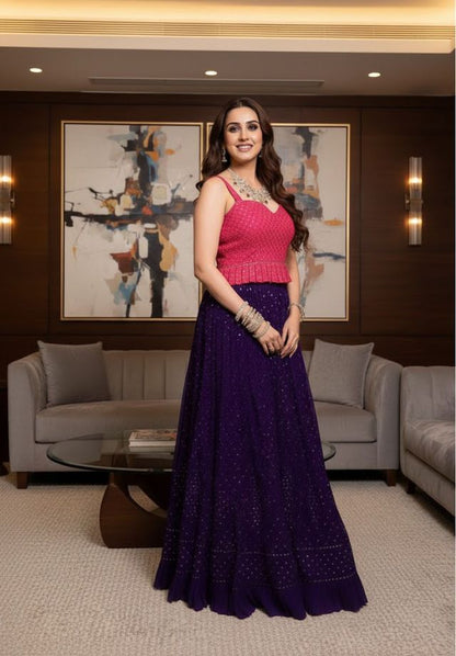 Party Wear Lehenga Choli with Embroidery HKV-003280 PURPLE