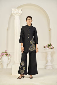 Black Color Rayon Slub Fabric Beautiful Festive Wear Salwar Kameez