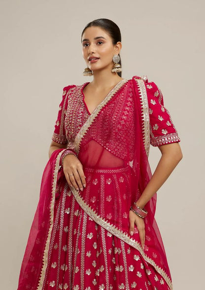 Leheriya Style Lehenga Choli with Embroidered Dupatta HKV-003650-PINK