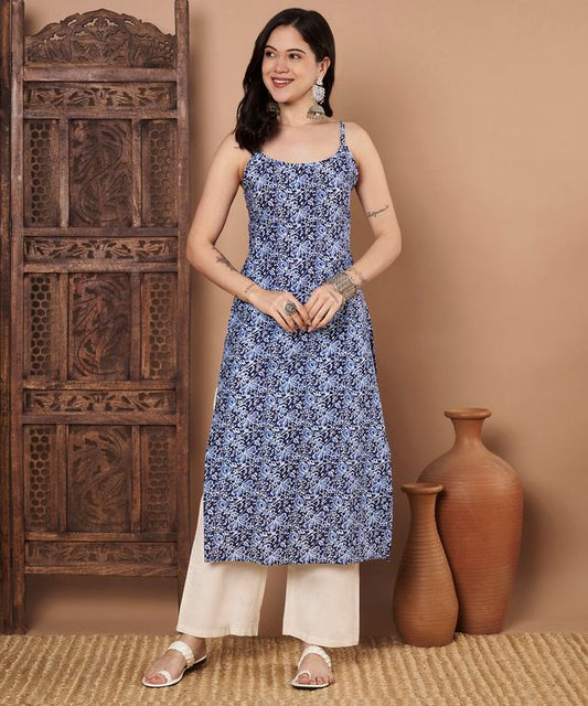 Blue Color Cotton Fabric Designer Printed Stylish Formal Kurta (B)