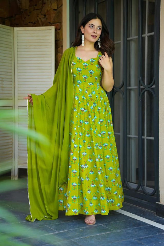 Festive wear gown collection  digital printed work Pista