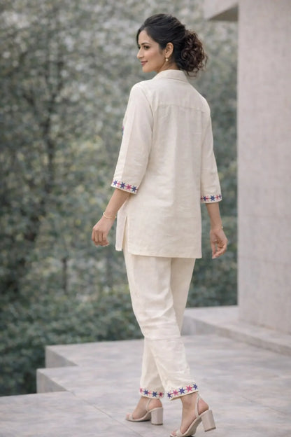 Luxury Botanical Embroidery Cotton Linen Set