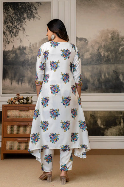 Women's Gorgeous Cotton Fabric Printed Work Straight Kurta Pant and Dupatta Set