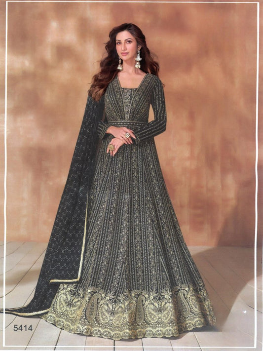 Black Georgette Readymade Anarkali Suit with Sequence Work