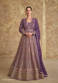 Lavender Real Gerogette Sequence Embroidered Anarkali Salwar Suit