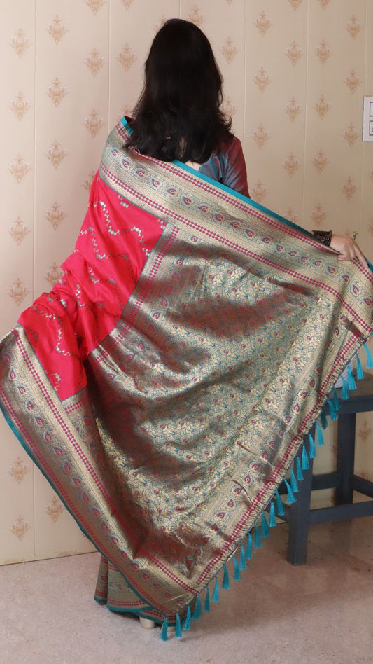 Pink Color Banarasi Silk Fabric Woven Designer Traditional Saree