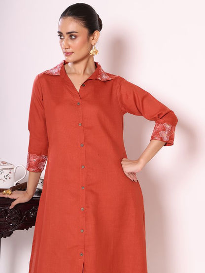 Rust Color Beautful Poly Silk Fabric Stylish Partywear Attire For Girls