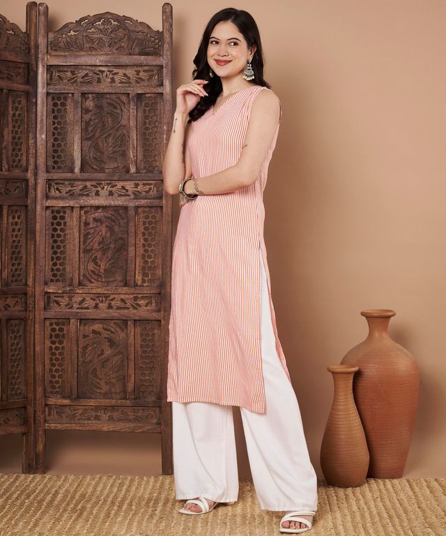 Pink Color Cotton Fabric Designer Printed Stylish Formal Kurta