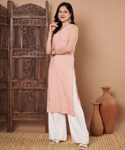 Pink Color Cotton Fabric Designer Printed Stylish Formal Kurta