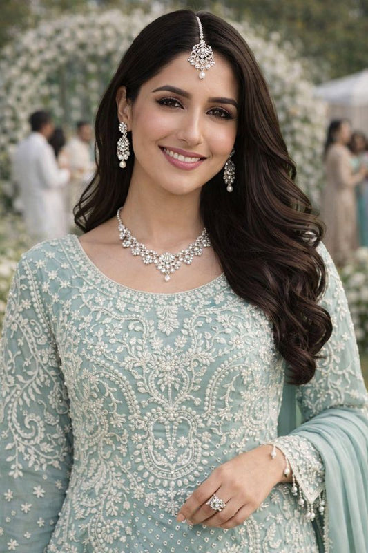 Light Blue Georgette Semi Stitched Suits