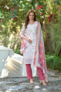 Women's Beautiful Cotton Chikankari work Straight Kurta with Pant And Dupatta Set
