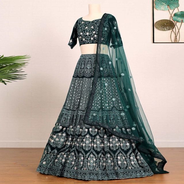 Zariya Turquoise Party Wear Lehenga HKV-002650 GREEN