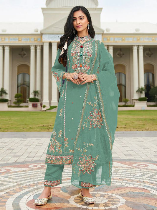 Beautiful Ethnic Partywear Designer Embroidered Suit