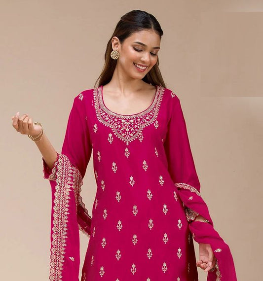 Beautiful Embroidered Georgette Fabric Palazzo Dress