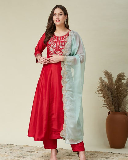 Pink Color Vichitra Fabric Beautiful Partywear Dress For Girls