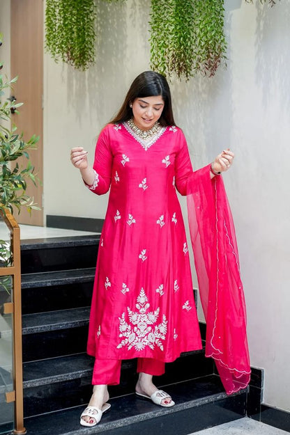 Pink Color Beautiful Readymade Dress On Muslin Fabric For Graceful Girlie Looks