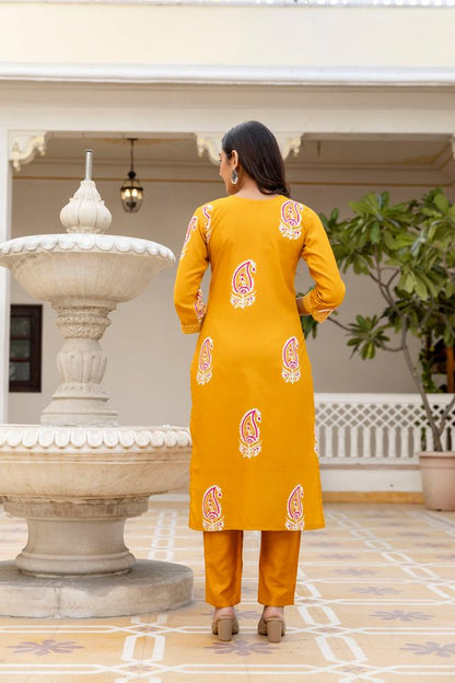 Yellow Color Rayon Fabric Ceremonial Readymade Kurta Set with Dupatta
