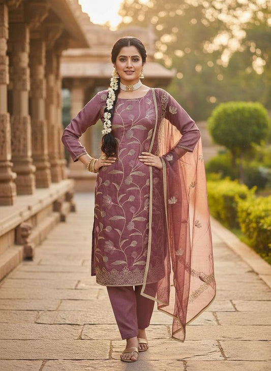 Cotton Fabric Embroidered Ethnic Salwar Suit