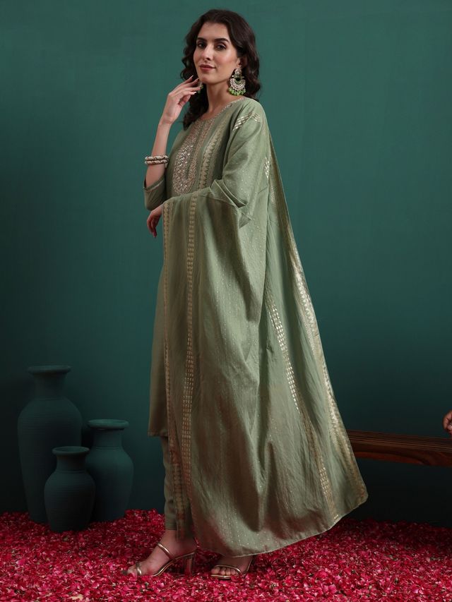 Green Color Beautiful Ethnic Suit For Classy Trendy Girl