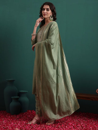 Green Color Beautiful Ethnic Suit For Classy Trendy Girl