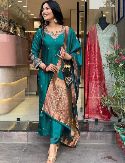 Rama Color Designer Embroidered Ethnic Partywear Suit
