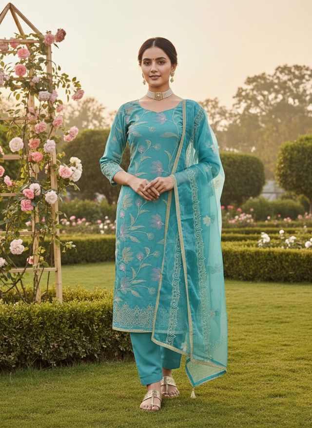 Cotton Fabric Embroidered Ethnic Salwar Suit