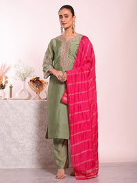 Grey Color Poly Silk Fabric Smart Ethnic Partywear Kurta Set