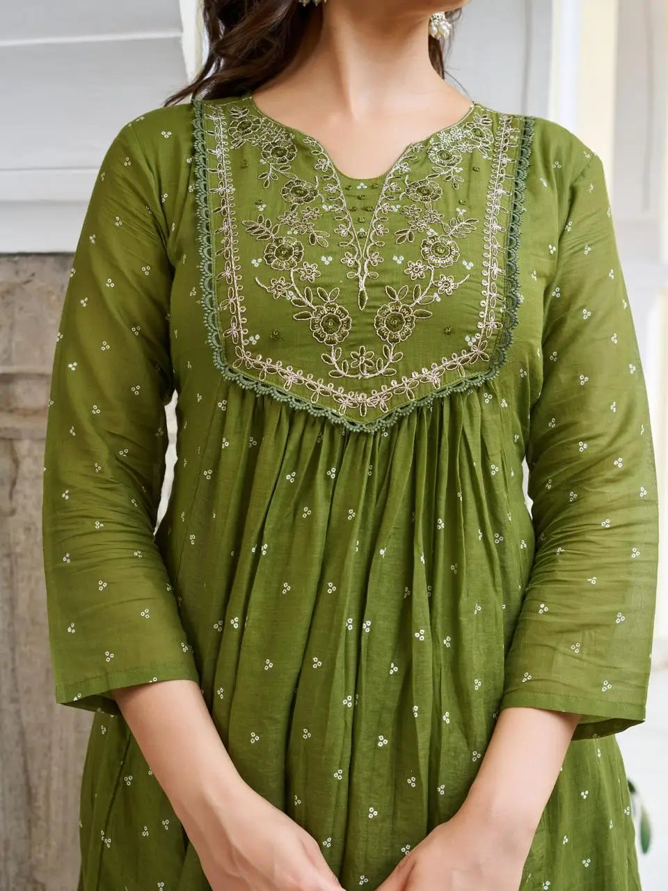 Women's Beautiful Cotton Fabric Embroidery Work Straight Kurta Pant and Dupatta Set 4431