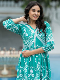 Women's Gorgeous Flared Printed French Crepe Dress