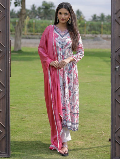 Off White Color Rayon Fabric Designer Ethnic Readymade Kurta Set