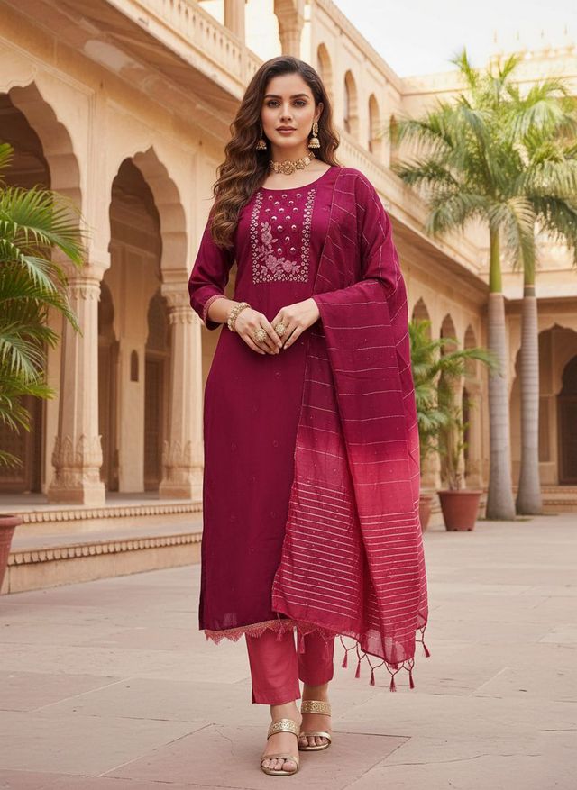 Beautiful Formal Looks Ethnic Embroidered Suit