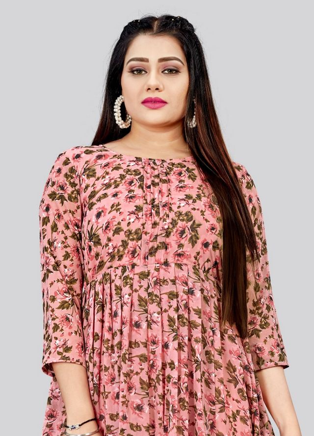 Pink Color Georgette Fabric Readymade Kurti For Ethnic Festive Looks